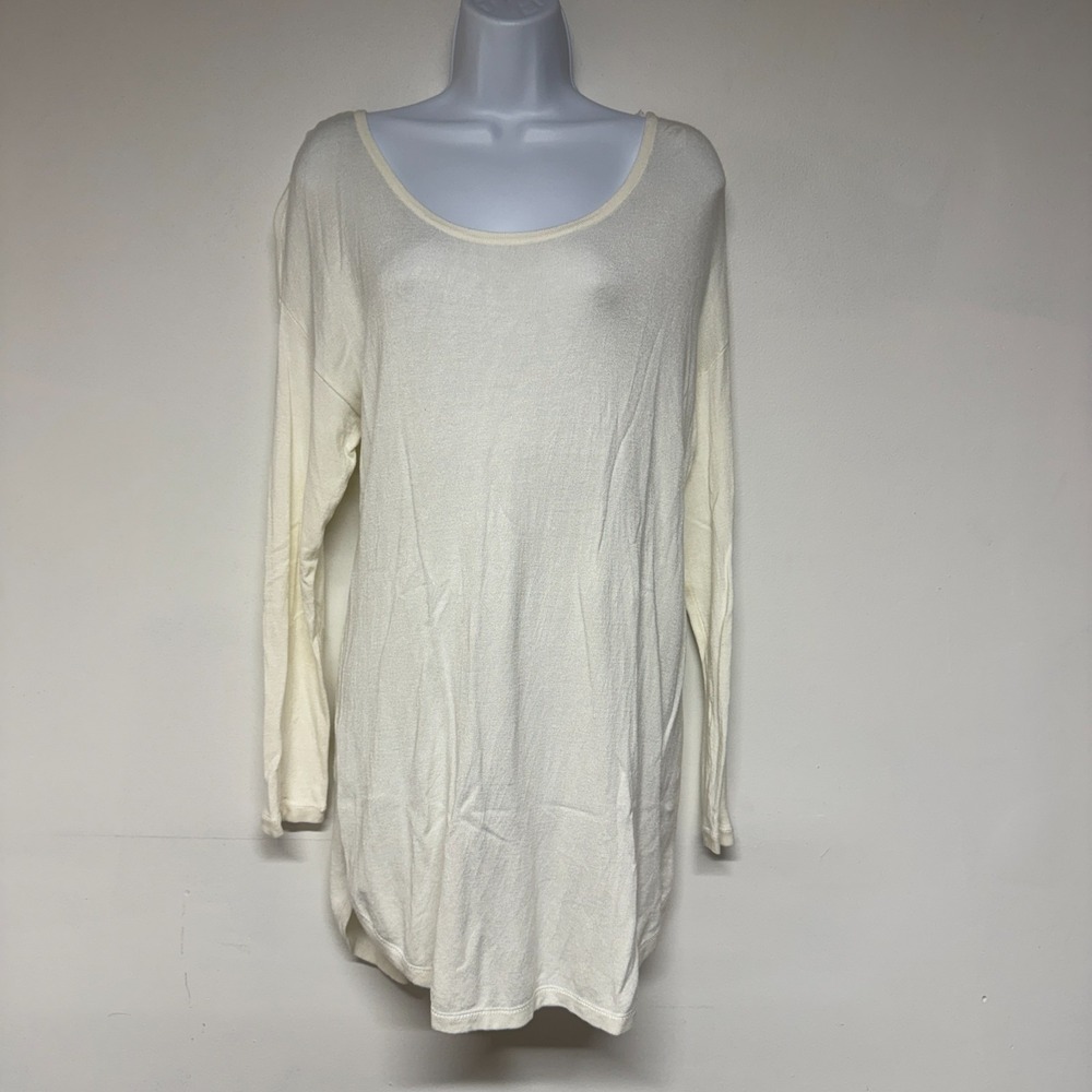 Soft Surroundings Tunic Sweater Size M womens Long Sleeve Back Zip Ivory